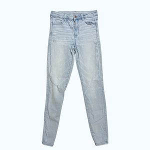 American Eagle light wash jeans, decent condition, small rips in thigh area